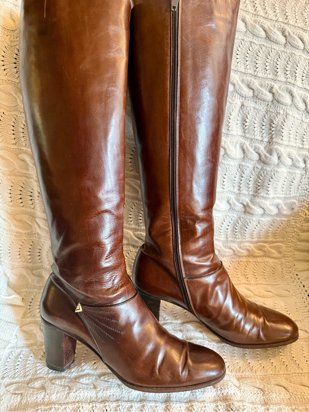 Vint Rare Ferragamo 7.5 Knee High Leather Riding Boots VINTAGE Saks 5th Collab - Picture 5 of 14